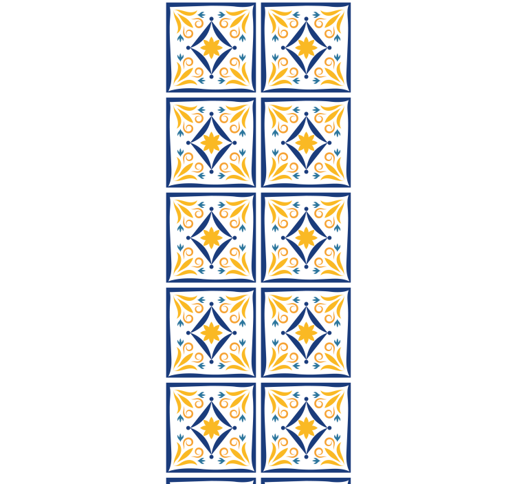 Store enrouleur cuisine carreaux portugais bleus et jaunes - TenStickers