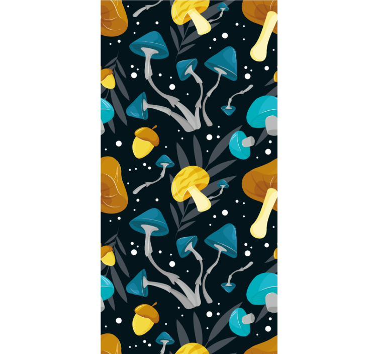 Store enrouleur cuisine motif champignons bleu et jaune - TenStickers