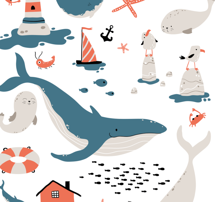 Store enrouleur chambre enfant thème baleines océaniques - TenStickers