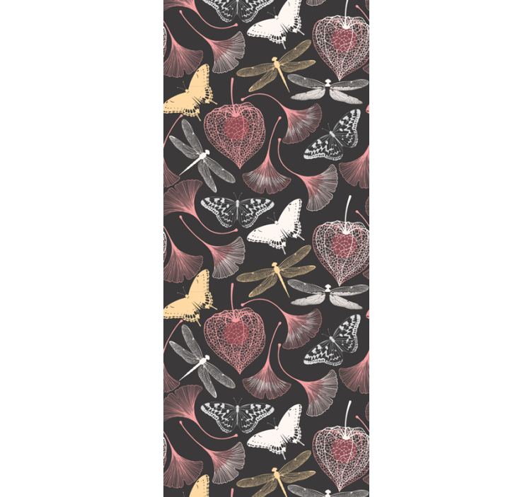 Store enrouleur chambre enfant papillons noirs feuilles roses - TenStickers