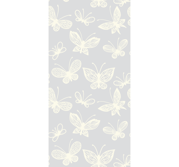 Store enrouleur chambre enfant motif papillons gris et blanc - TenStickers