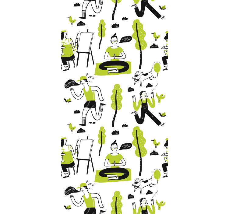 Store enrouleur moderne ensemble doodle mode de vie sain - TenStickers