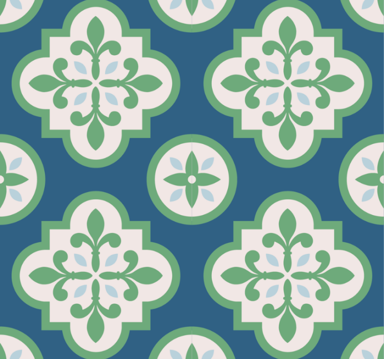 Store enrouleur moderne carreau portugais trèfle vert - TenStickers
