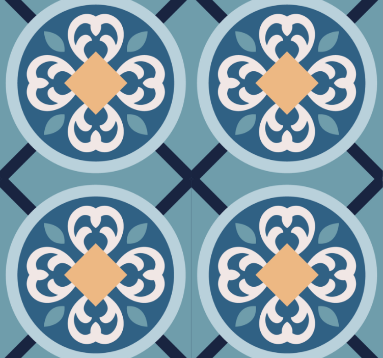 Store enrouleur moderne carreaux portugais bleu mer - TenStickers