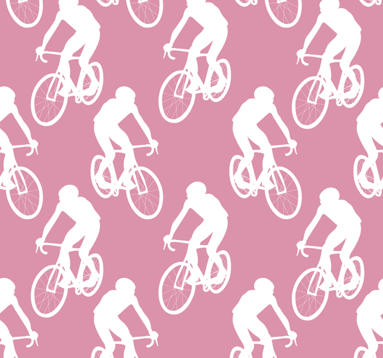 Store enrouleur rose motif cyclistes blancs - TenStickers