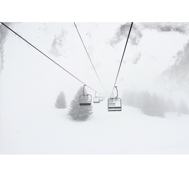 Store enrouleur blanc photo de téléphérique sur neige - TenStickers