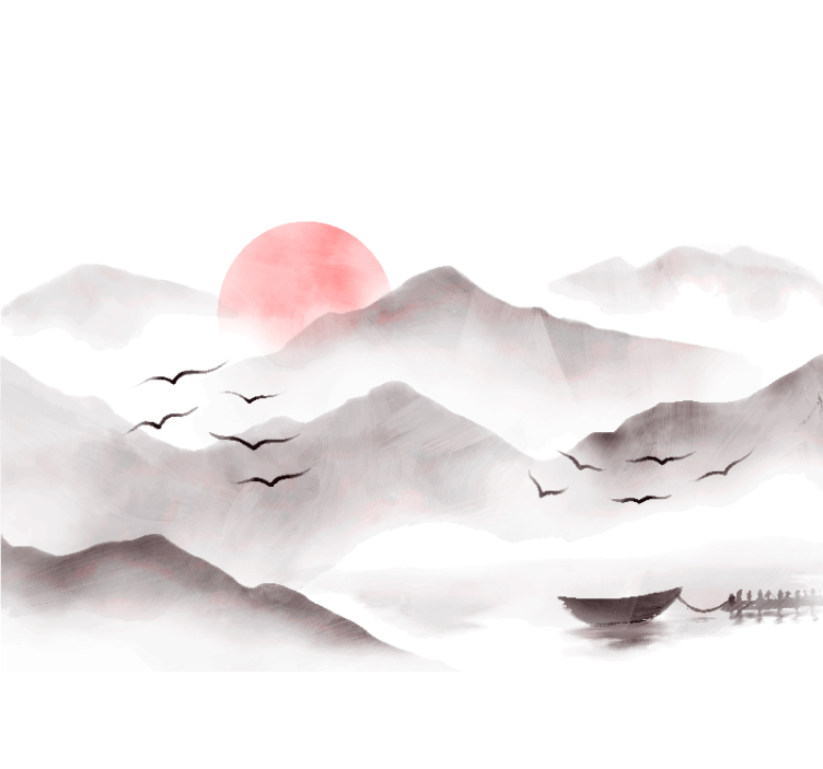 Store enrouleur blanc montagnes aquarelles - TenStickers