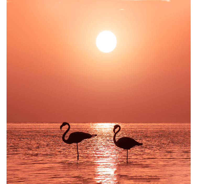 Store enrouleur bureau flamant rose au coucher de soleil - TenStickers