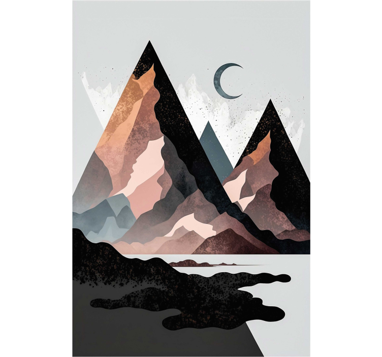 Store enrouleur bureau montagnes géométriques nordiques - TenStickers
