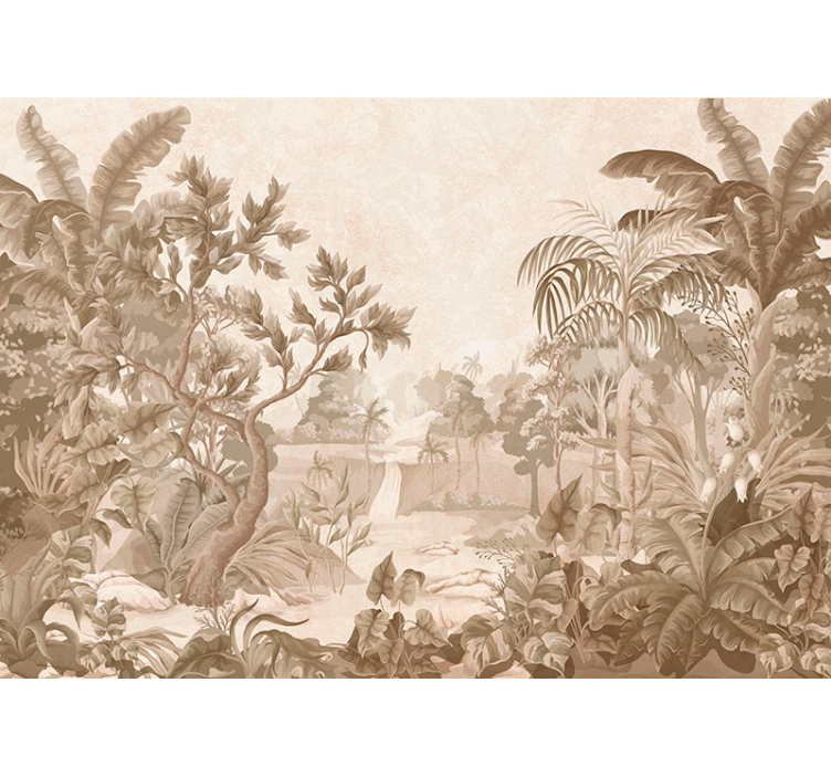 Store enrouleur beige vue sur une jungle tropicale - TenStickers