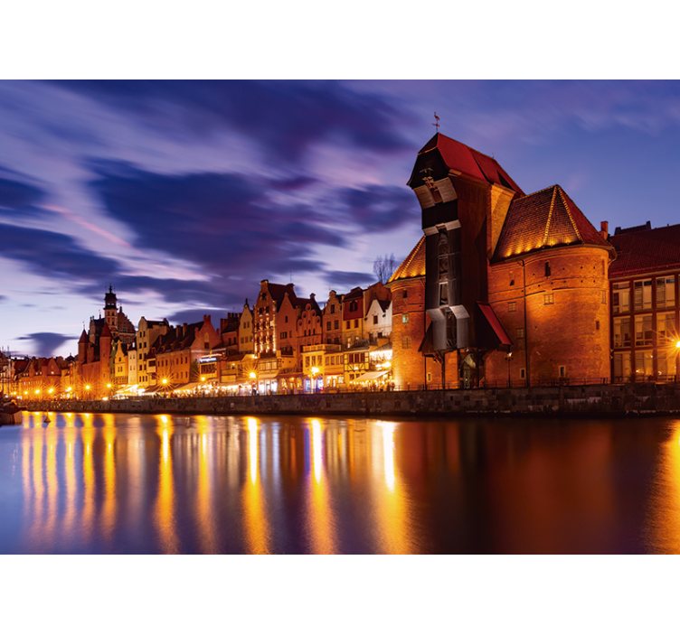Store enrouleur bleu gdańsk la nuit - TenStickers