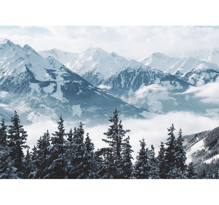 Store enrouleur bureau montagnes et arbres enneigés - TenStickers