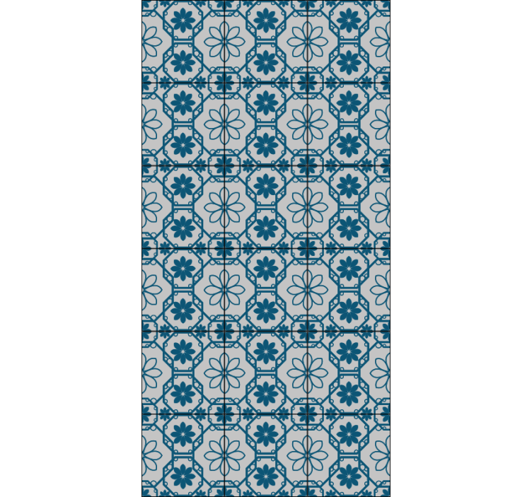 Store enrouleur bleu carreaux mosaïque floraux - TenStickers