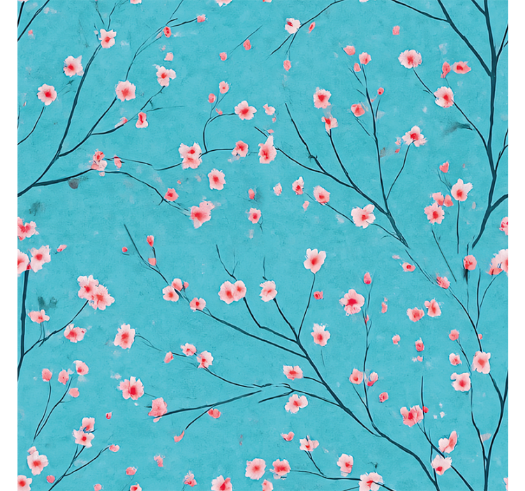 Store enrouleur bleu fleurs de cerisier turquoise - TenStickers