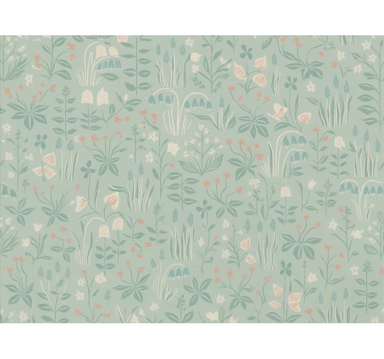 Store enrouleur bleu fleurs scandinaves - TenStickers