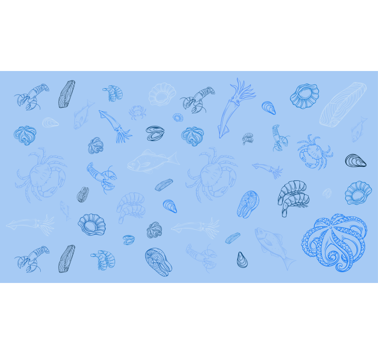 Store enrouleur bleu motif fruits de mer - TenStickers