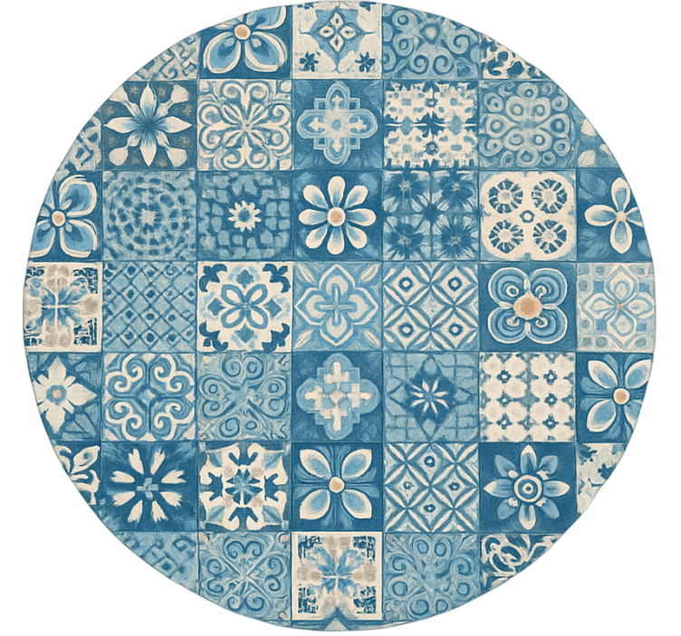 Store enrouleur bleu carreaux mosaïques circulaires - TenStickers