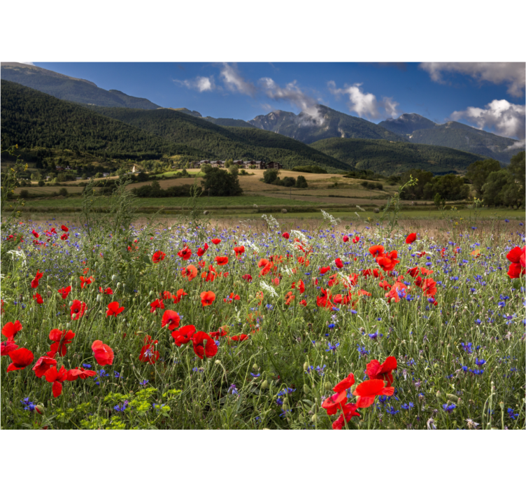 Store enrouleur bureau champ de fleurs joli - TenStickers