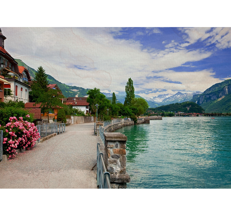 Store enrouleur bureau ville magnifique au bord du lac - TenStickers