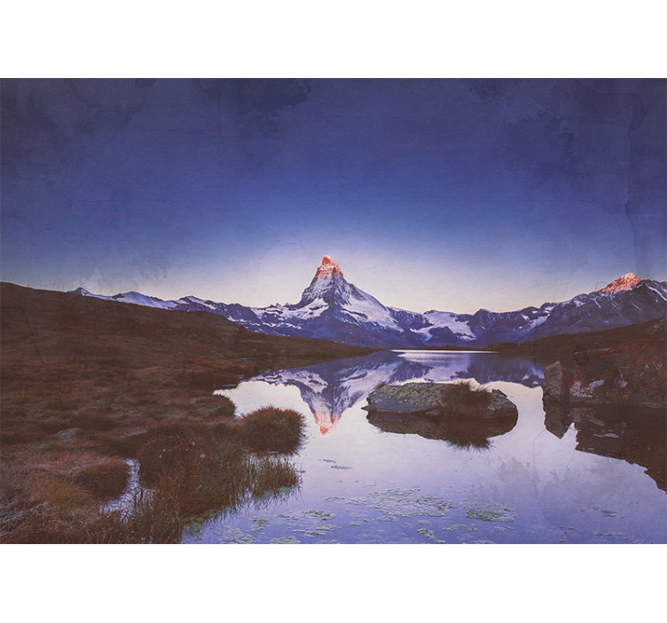 Store enrouleur bureau montagne enneigée reflet sur l'eau - TenStickers