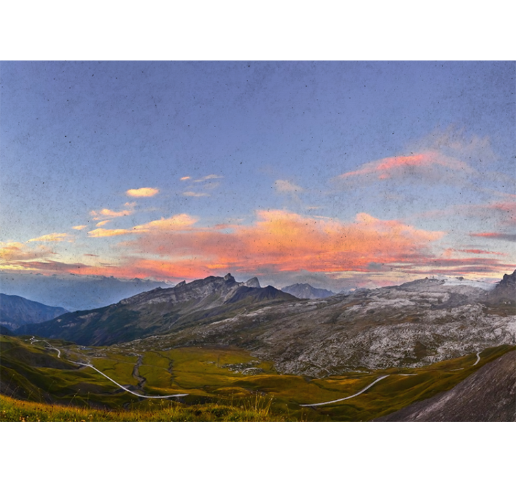 Store enrouleur bureau coucher de soleil en montagne - TenStickers