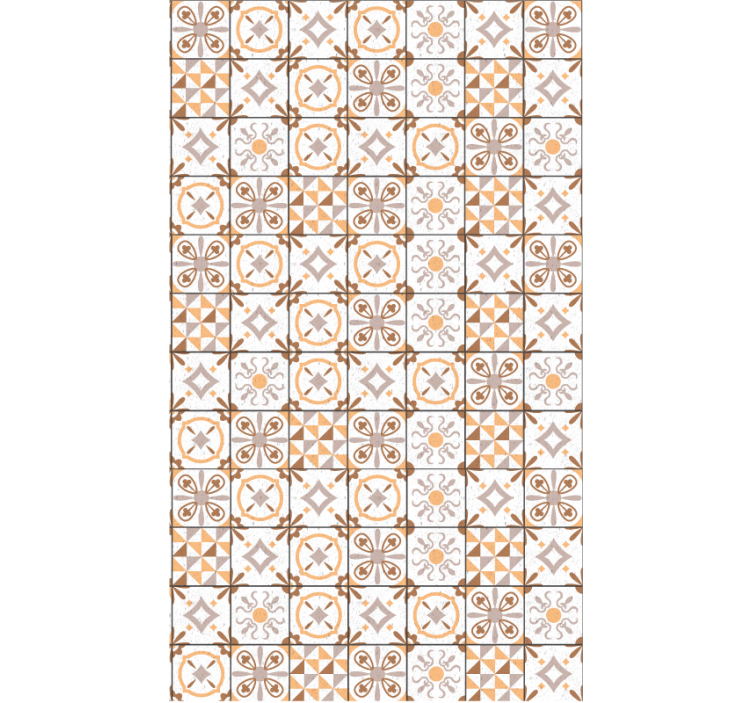 Store enrouleur beige motif carrés marron - TenStickers