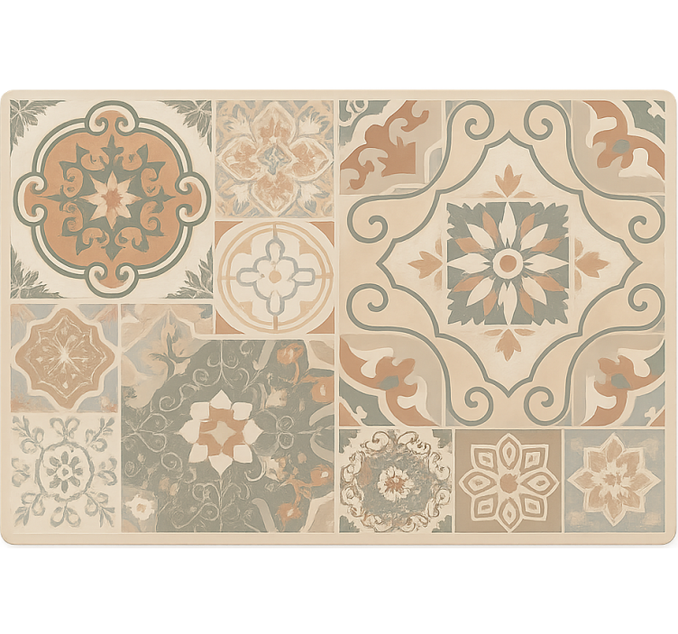 Store enrouleur beige carreaux de ciment plusieurs tailles - TenStickers