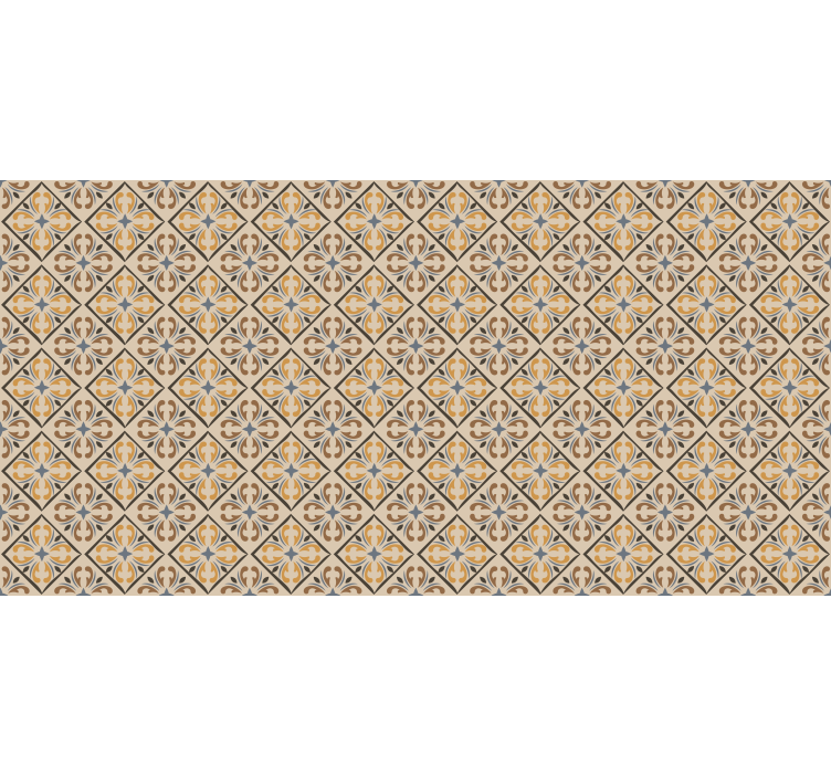 Store enrouleur beige motif baroque or et bleu - TenStickers