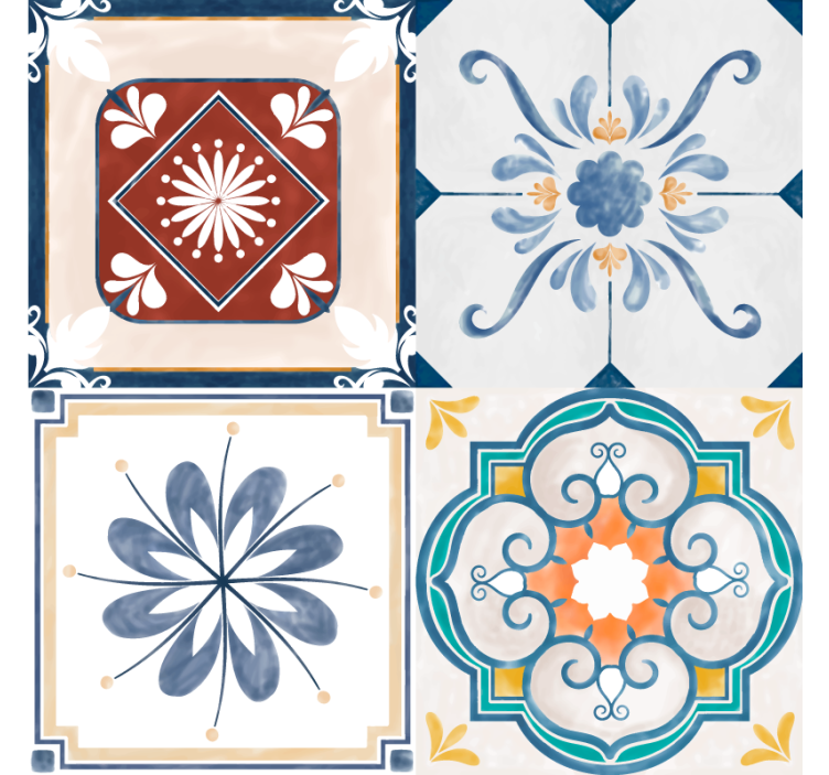 Store enrouleur chambre carreaux de faïence vintage - TenStickers