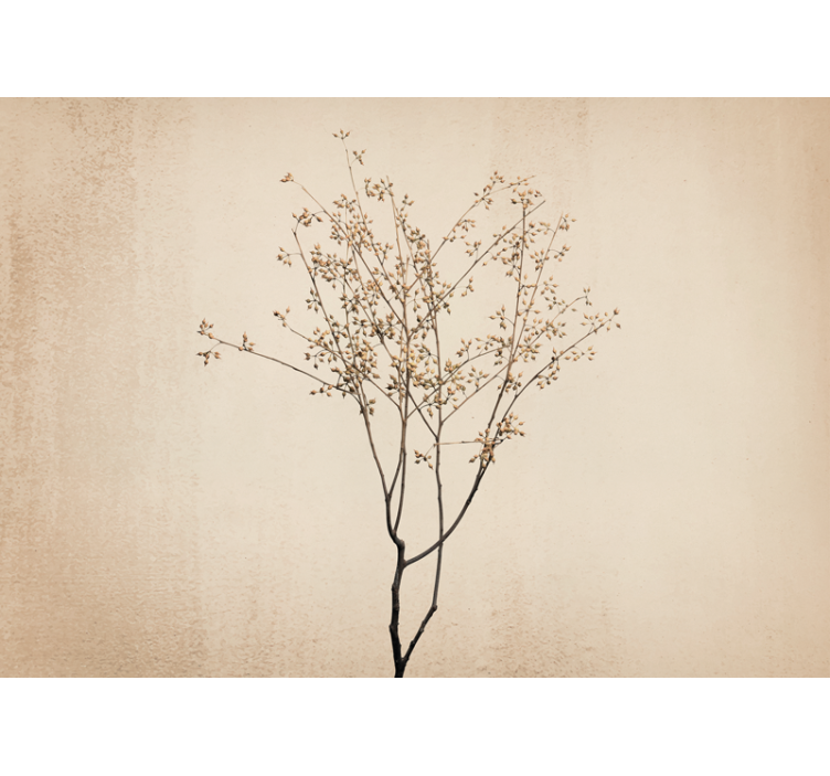 Store enrouleur beige fleurs de style japandi - TenStickers