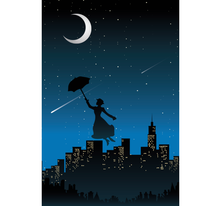 Store enrouleur série et film vol parapluie silhouette - TenStickers