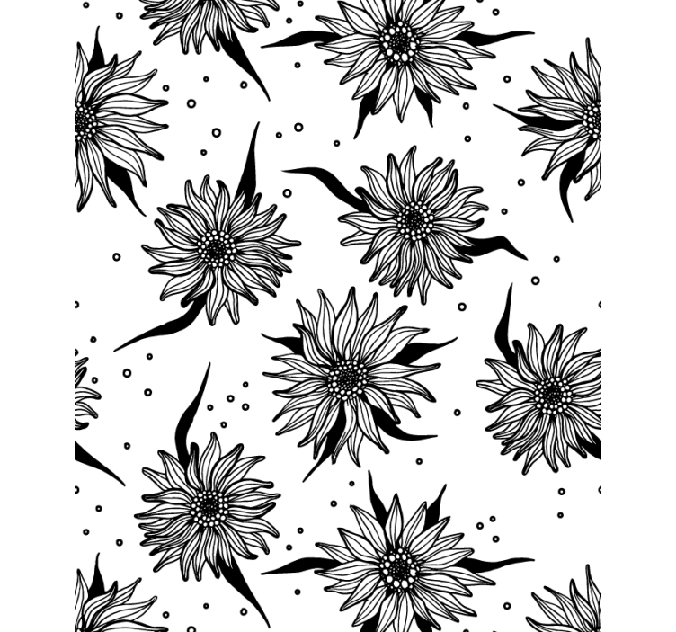 Store enrouleur motif fleur tournesols noirs et blancs - TenStickers