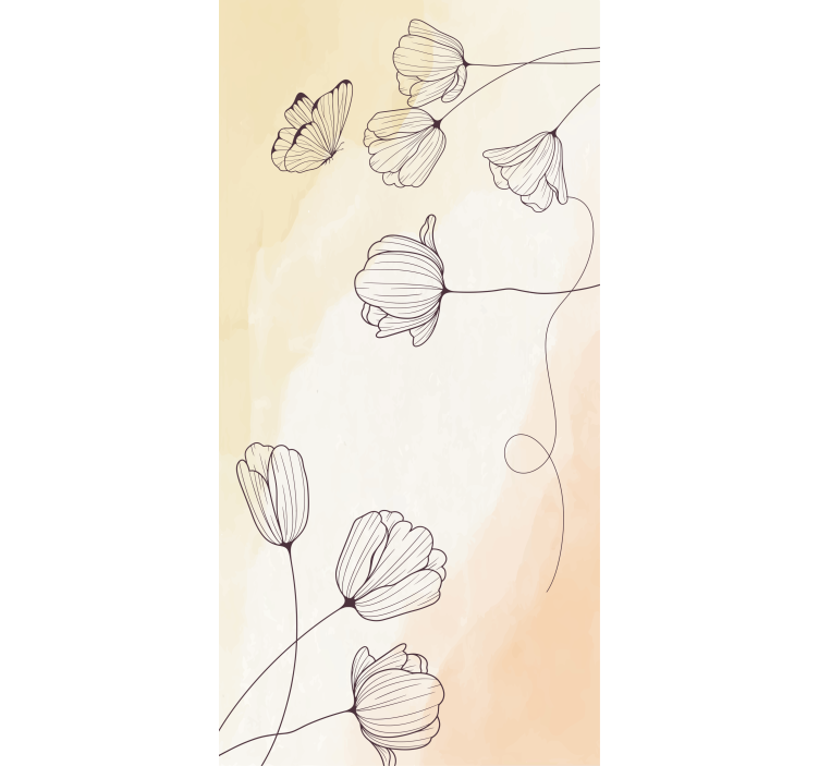 Store enrouleur motif fleur contour floral à l'aquarelle - TenStickers