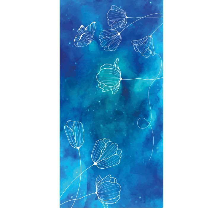 Store enrouleur motif fleur silhouettes bleues élégantes - TenStickers