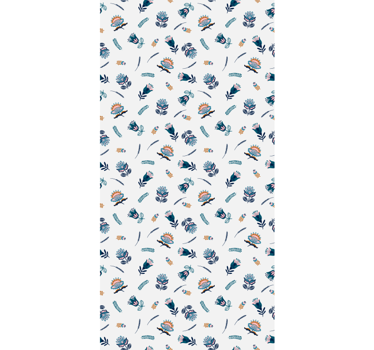 Store enrouleur floral motif art populaire bleu - TenStickers