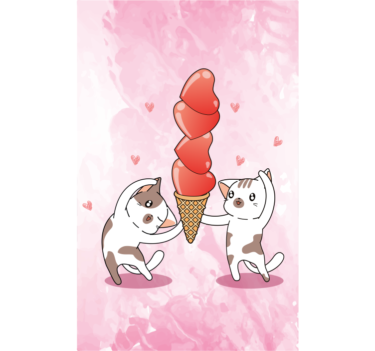 Store enrouleur romantique chatons dégustant de la glace - TenStickers