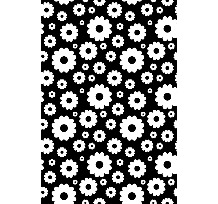 Store enrouleur floral motif fleurs noir et blanc - TenStickers