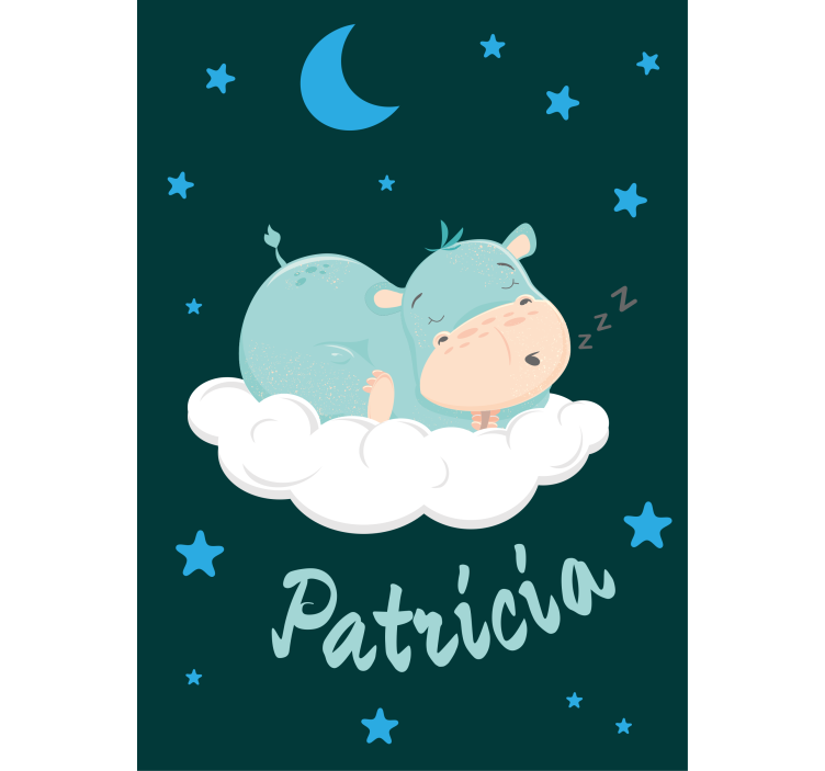 Store enrouleur chambre bébé rêve d'hippopotame avec nom - TenStickers