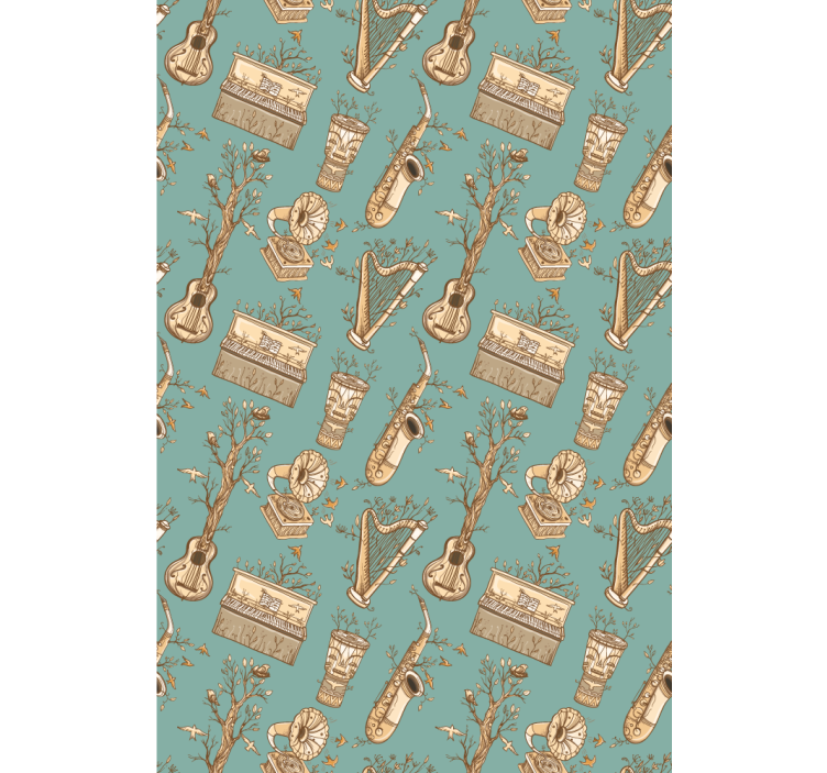 Store enrouleur pour chambre ado instruments vintage - TenStickers