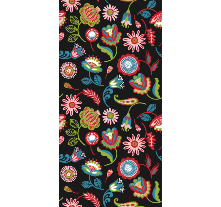 Stores fleurs sticker folklorique coloré - TenStickers