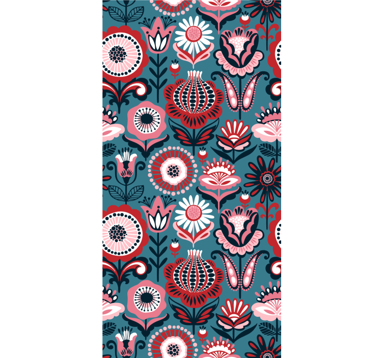 Store enrouleur floral motif rétro folk - TenStickers