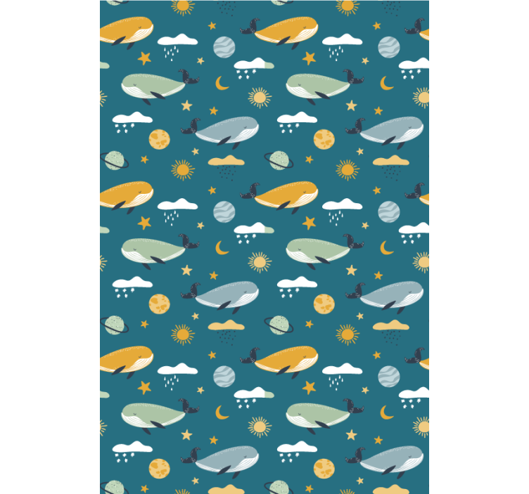 Store enrouleur pour chambre enfant motif de baleines - TenStickers