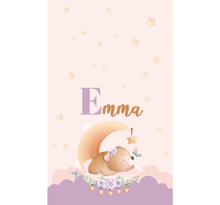 Store enrouleur pour chambre enfant ours endormi avec nom - TenStickers