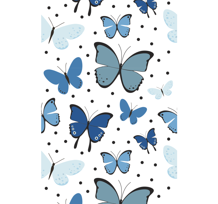 Store enrouleur papillon bleu flottant et points - TenStickers