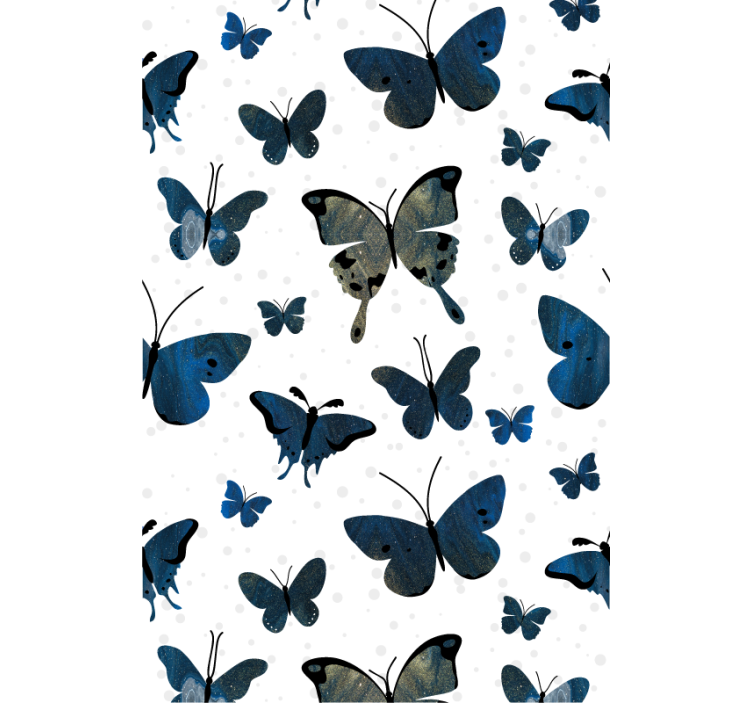 Store enrouleur papillon inspiration motif bleu et beige - TenStickers
