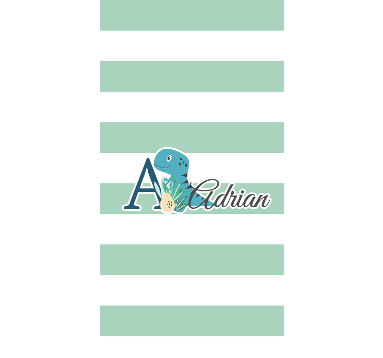 Store enrouleur pour chambre enfant dinosaure rayé avec nom - TenStickers