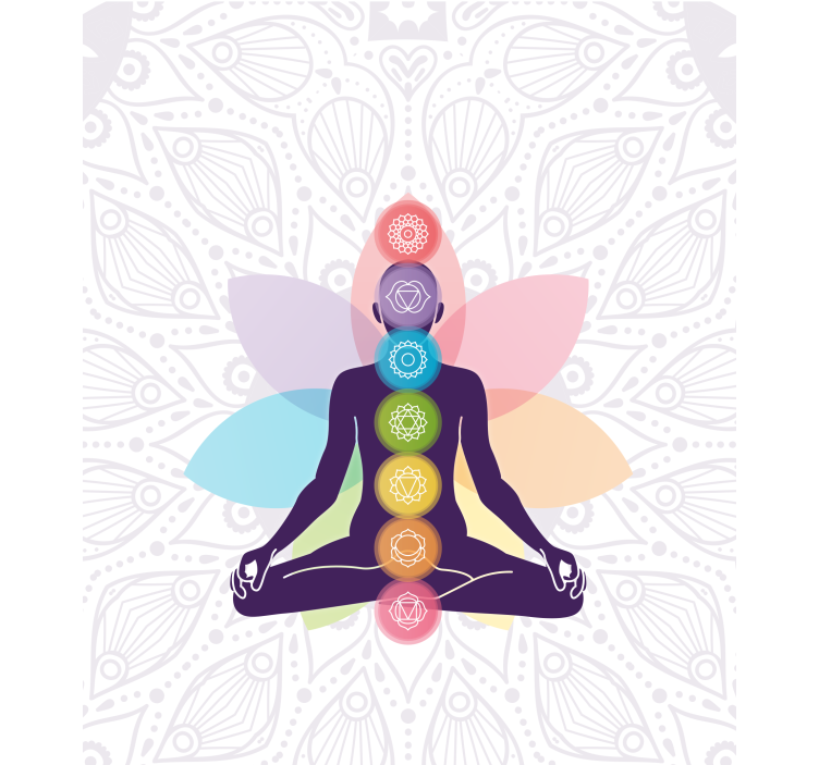 Store enrouleur motif zen figure méditant avec chakras - TenStickers