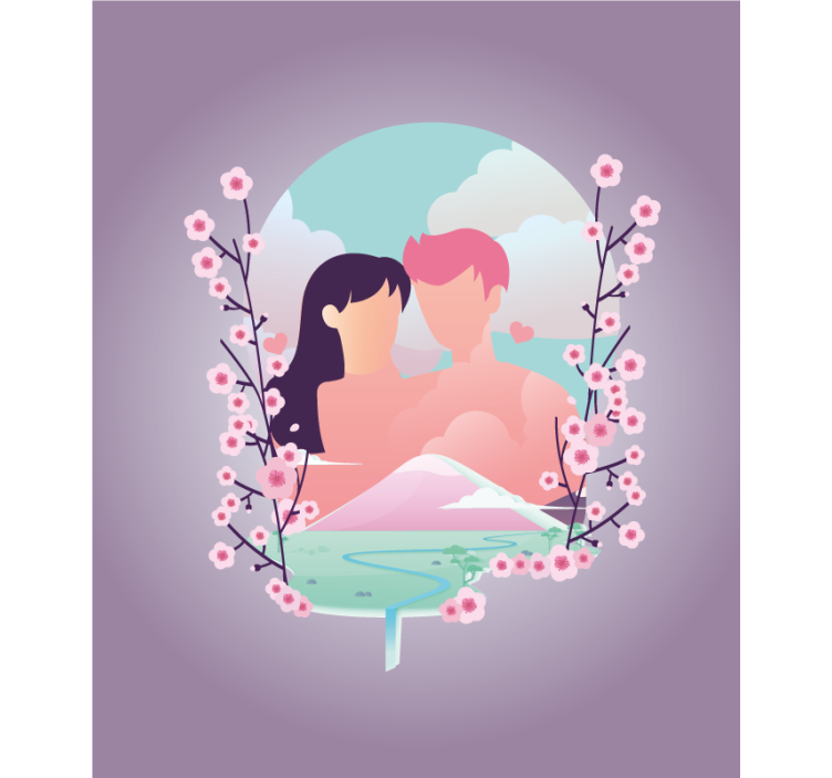 Store enrouleur romantique couple au milieu des fleurs - TenStickers