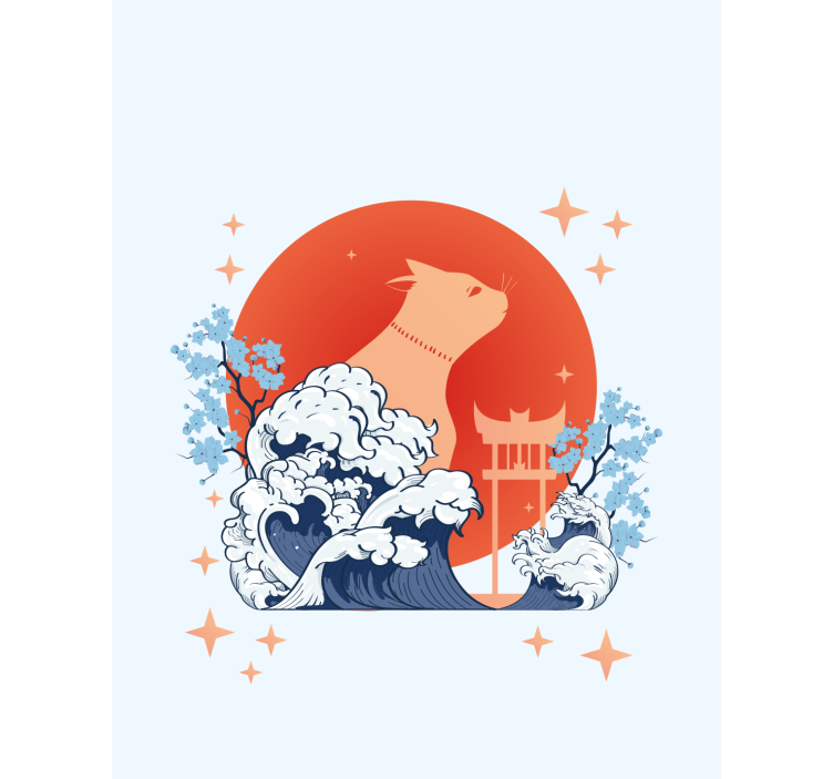 Store enrouleur animaux chat avec des vagues - TenStickers