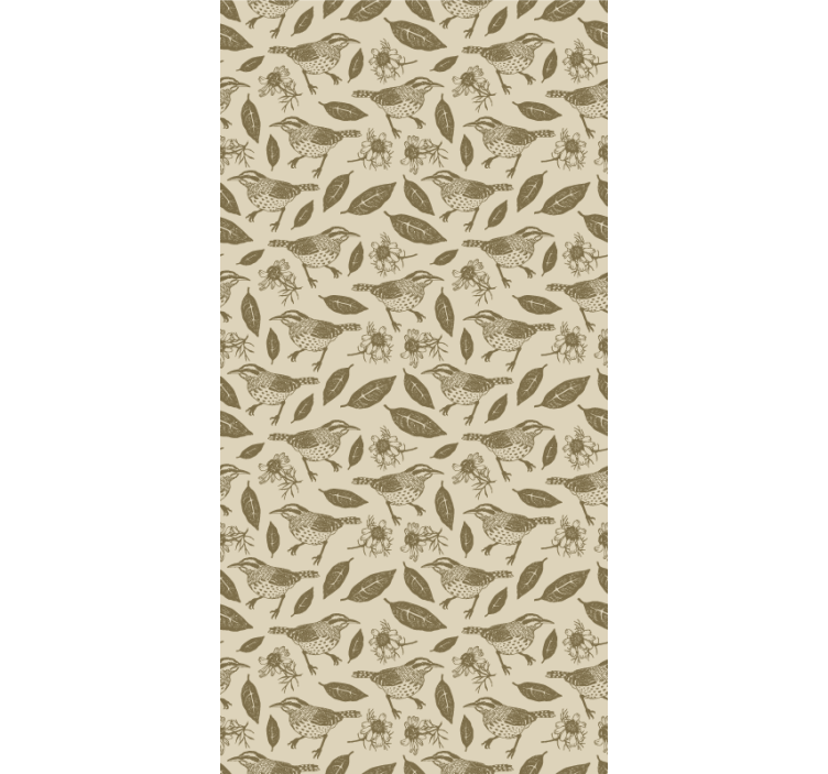 Store enrouleur salon beige oiseaux et plantes - TenStickers